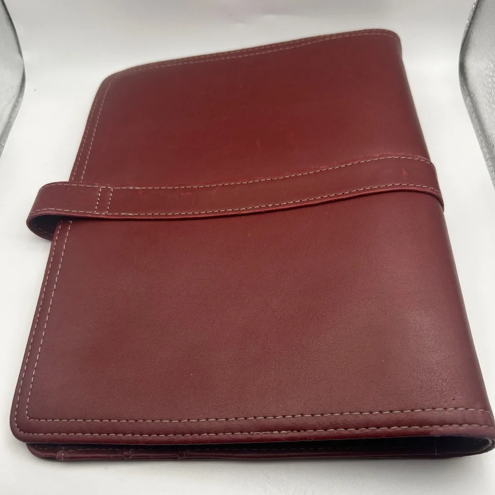 Vintage Day-Timer Burgundy Leather Planner Organizer Desk Size
